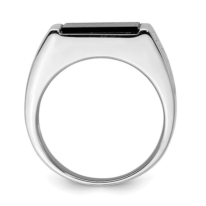 Sterling Silver Rhodium-plated Men's Onyx Ring