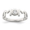 Sterling Silver & CZ Polished Mom Ring