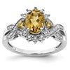 Sterling Silver Rhodium Diam. & Whiskey Quartz Ring