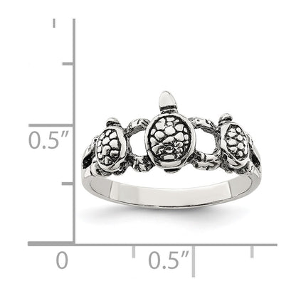 Sterling Silver Antiqued Turtle Ring