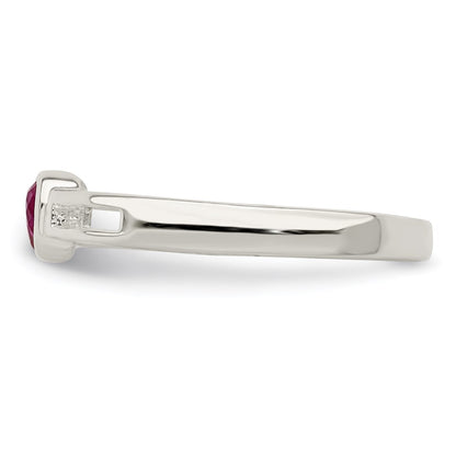Sterling Silver Red CZ Heart Ring