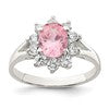 Sterling Silver Pink Oval CZ Cluster Ring