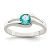 Sterling Silver Light Blue Round Bezel CZ Ring