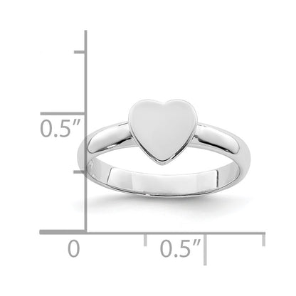 Sterling Silver Rhodium-plated Polished Heart Children's Ring