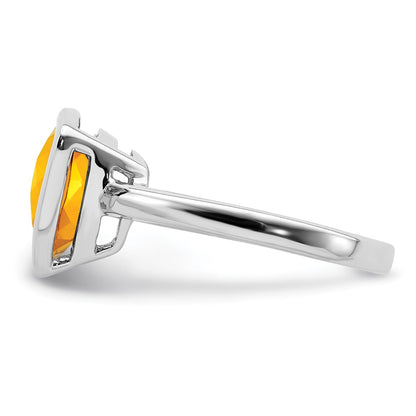 Sterling Silver Rhodium Citrine Ring