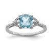 Sterling Silver Rhodium Plated Diamond and Sky Blue Topaz Ring