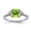 Sterling Silver Rhodium Plated Diamond and Peridot Ring