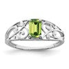 Sterling Silver Rhodium Plated Peridot Ring
