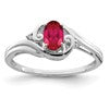 Sterling Silver Rhodium Plated Diamond & Ruby Ring