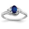 Sterling Silver Rhodium Plated Diamond & Sapphire Ring