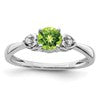 Sterling Silver Rhodium Plated Diamond and Peridot Round Ring