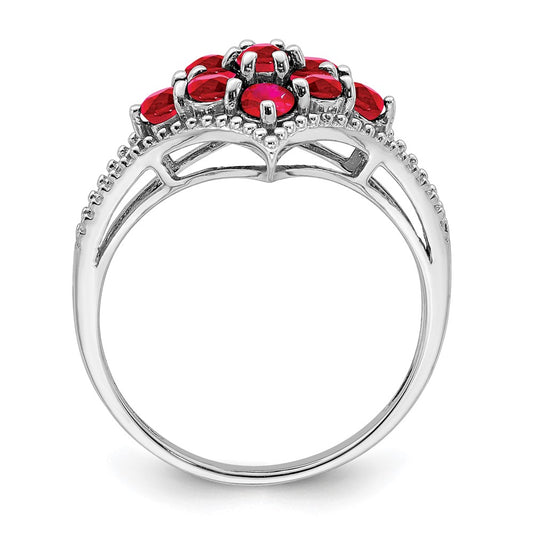 Sterling Silver Rhodium-plated Created Ruby Ring