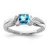 Sterling Silver Rhodium Light Swiss Blue Topaz & Diam. Ring