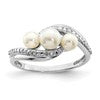 Sterling Silver Rhodium Plated Diamond and FW Cultured Pearl Ring