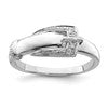Sterling Silver Rhodium Plated Diamond Buckle Ring