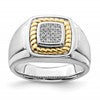 Sterling Silver Rhodium-plated w/10k Yellow Gold Mens Diamond Ring