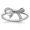 Sterling Silver Rhodium Plated Diamond Bow Ring