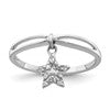 Sterling Silver Rhodium Plated Diamond Star Dangle Ring