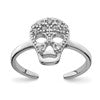 Sterling Silver Rhodium-plated CZ Skull Toe Ring
