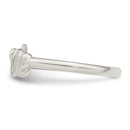 Sterling Silver Polished 'Love' Adjustable Ring