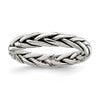 Sterling Silver Polished Antiqued Weaved 3.25mm Women's Ring