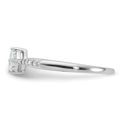 Sterling Silver Rhodium-plated Polished and Square Shaped CZ Ring