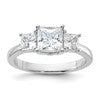 Sterling Silver Rhodium-plated & CZ 3 Stone Ring