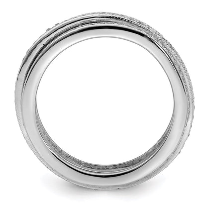 Sterling Silver Polished Rhodium-plated CZ Pav Eternity Motion Ring