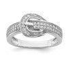 Sterling Silver Rhodium-plated CZ Buckle Ring