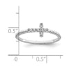 Sterling Silver Rhodium-plated Polished & Textured CZ Cross Ring