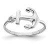 Sterling Silver Rhodium-plated Polished Anchor Ring