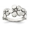 Sterling Silver Polished/Antiqued Flower Ring