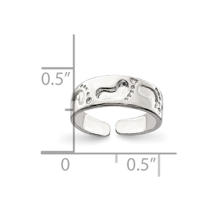Sterling Silver Foot Print Toe Ring