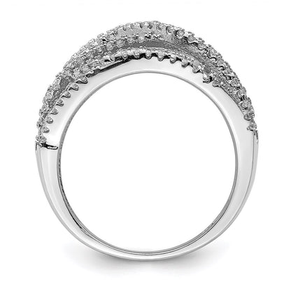 Sterling Silver Rhodium-plated CZ Micro pav Ring