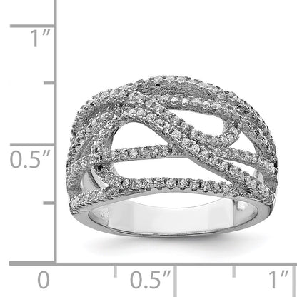 Sterling Silver Rhodium-plated CZ Micro pav Ring