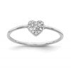 Sterling Silver Rhodium-plated Polished CZ Heart Ring