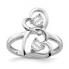 Sterling Silver Rhodium-plated CZ Double Heart Ring