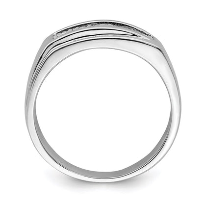 Sterling Silver Rhodium Plated Men's Polished Diam. Ring
