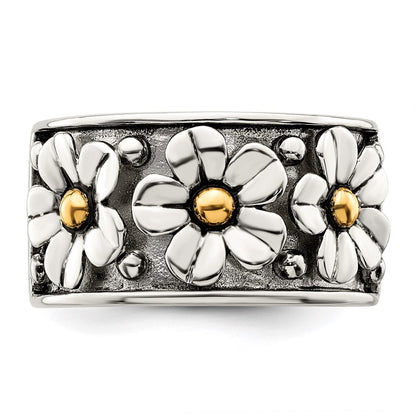 Sterling Silver Antiqued w/ 14k Gold Centers Daisy Ring