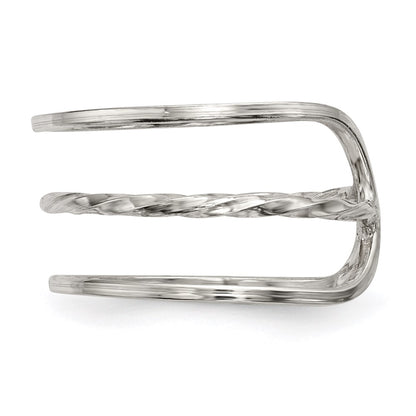 Sterling Silver Polished Twisted Bar Center Adjustable Cuff Ring