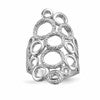 Sterling Silver Rhodium-plated Polished & Textured Circles Ring