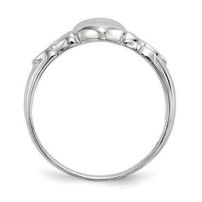 Sterling Silver Rhodium-plated Polished Claddagh Ring