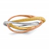 Sterling Silver Rhodium Gold & Rose Gold-plated Intertwined Ring
