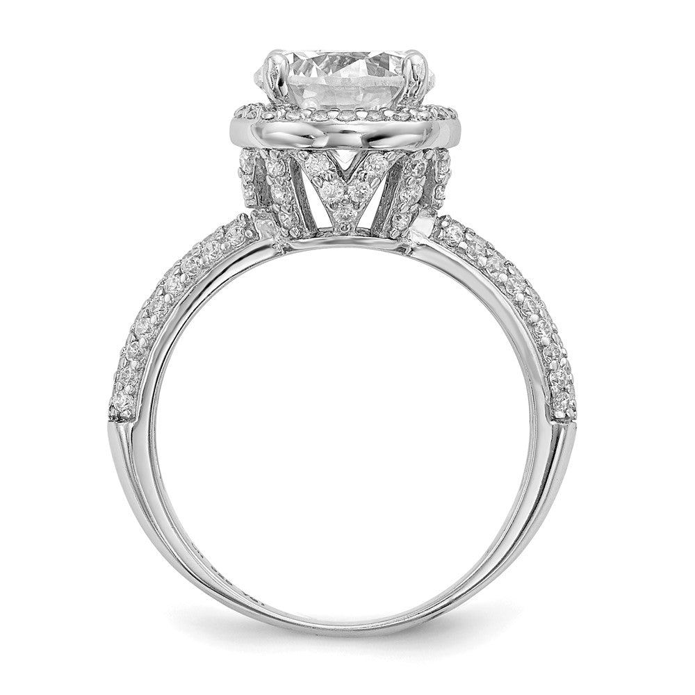 Sterling Silver Rhodium-plated CZ Pav Ring