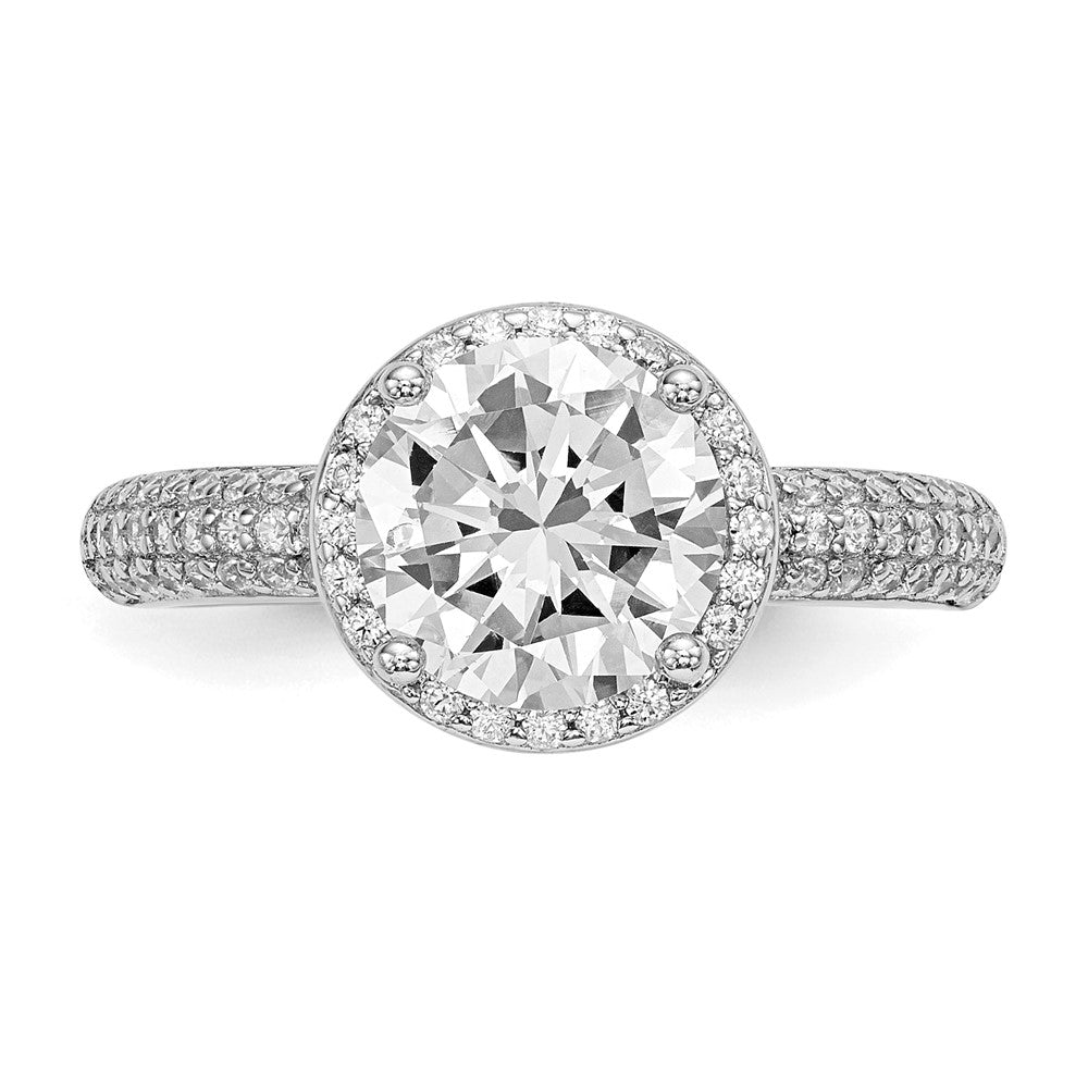 Sterling Silver Rhodium-plated CZ Pav Ring