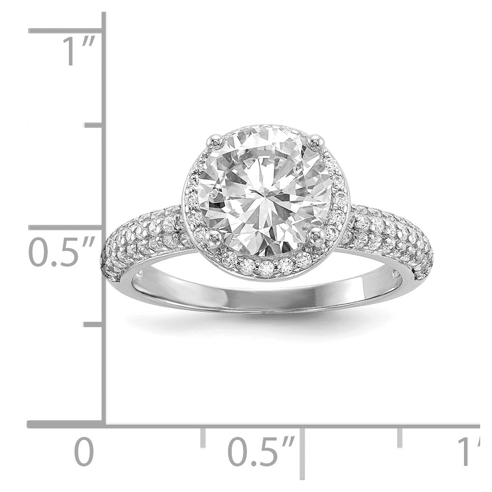 Sterling Silver Rhodium-plated CZ Pav Ring