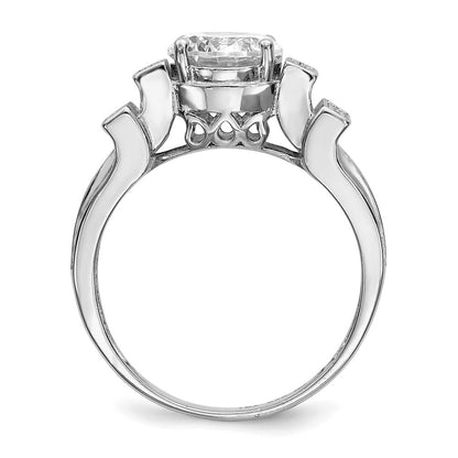 Sterling Silver Rhodium-plated CZ Tiered Pav Ring