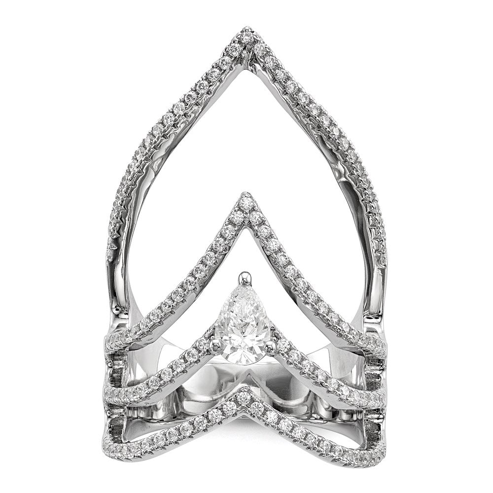 Pure Fire Sterling Silver Rhod-plated CZ Ring