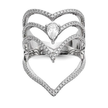 Pure Fire Sterling Silver Rhod-plated CZ Ring