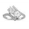 Sterling Silver Rhodium-plated CZ Two Stone Round Bypass Ring